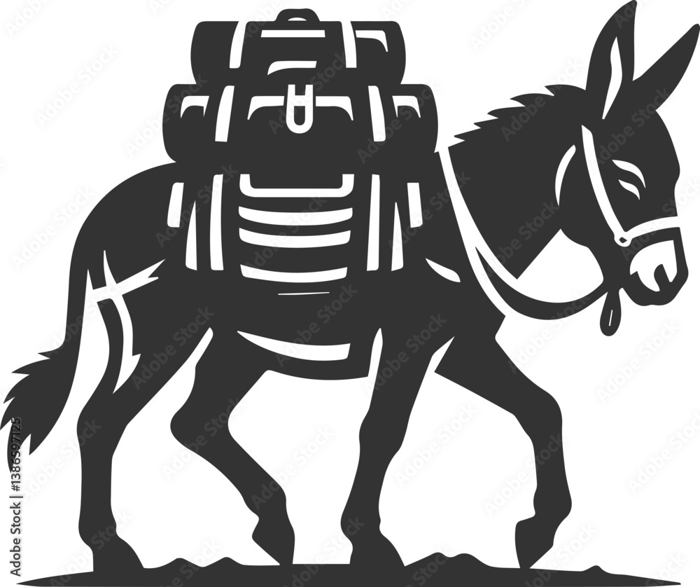 Fototapeta premium Donkey silhouette animal vector