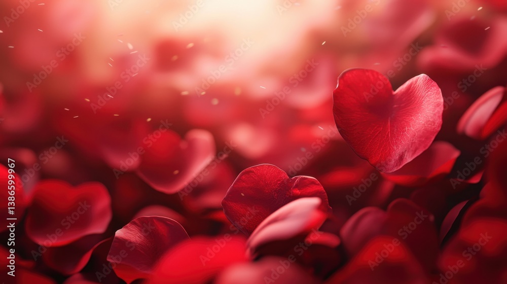 Heart-shaped red rose petals scattered with soft glowing light, symbolizing romance, beauty, and passion for Valentine's Day themes. Heart-shaped red rose petals scattered with soft glowing light, symbolizing romance, beauty, and passion for Valentine's Day themes.