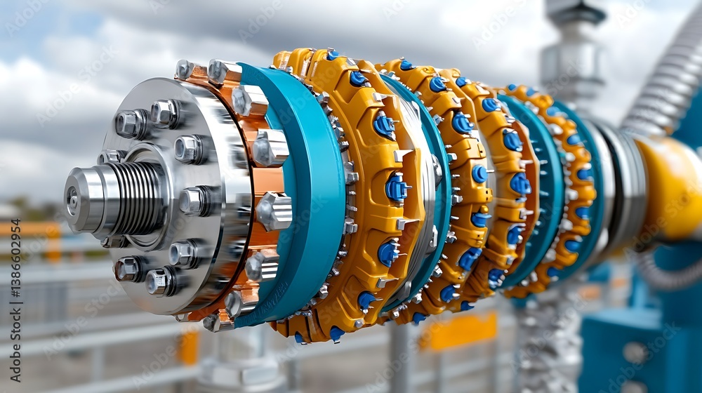 Obraz premium Detailed Cross Section View of Electric Motor Rotor and Stator Components in Industrial Design
