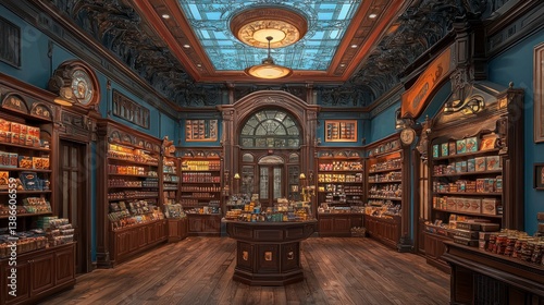 Charming Vintage Chocolate Store Interior with Elegant Design and Detailed Decor