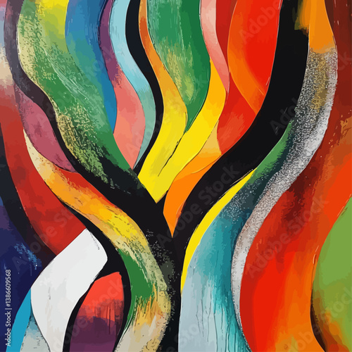 Colorful Abstract Painting with Bold Strokes