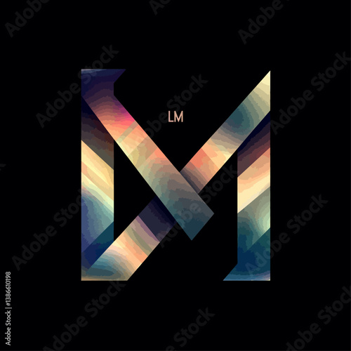 LM Logo Design with Gradient and Geometric Shapes
