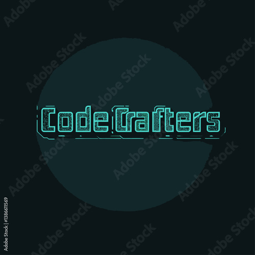 Code Crafters Logo in Neon Blue