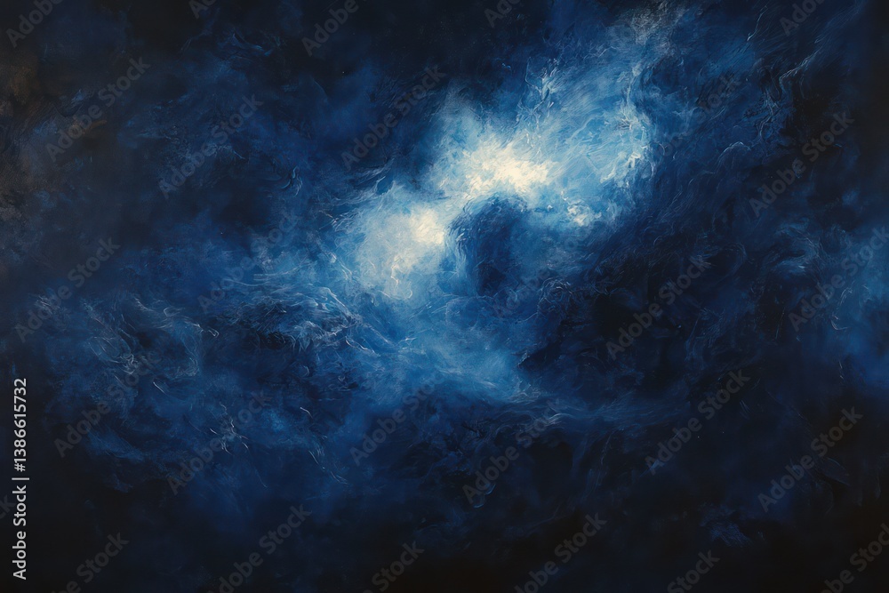 Abstract celestial painting. Deep blues and whites Abstract celestial painting. Deep blues and whites