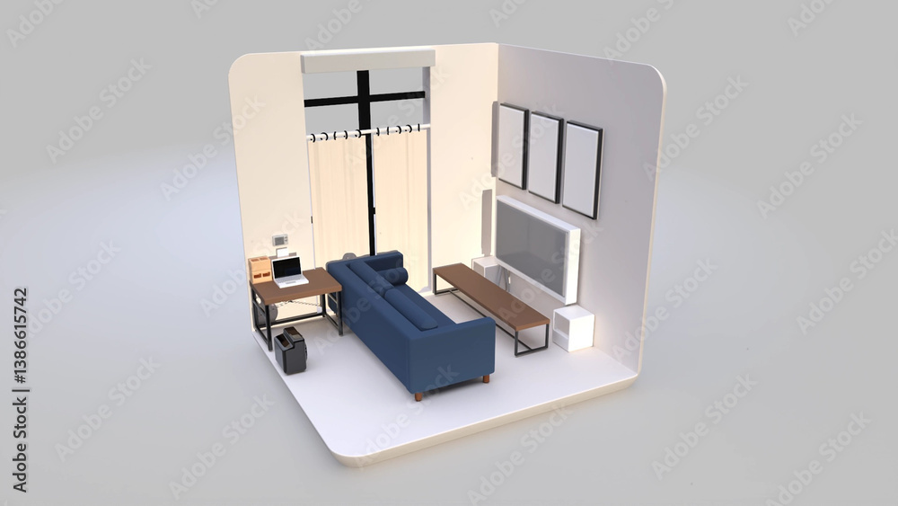 Fototapeta premium interior living room 3D design
