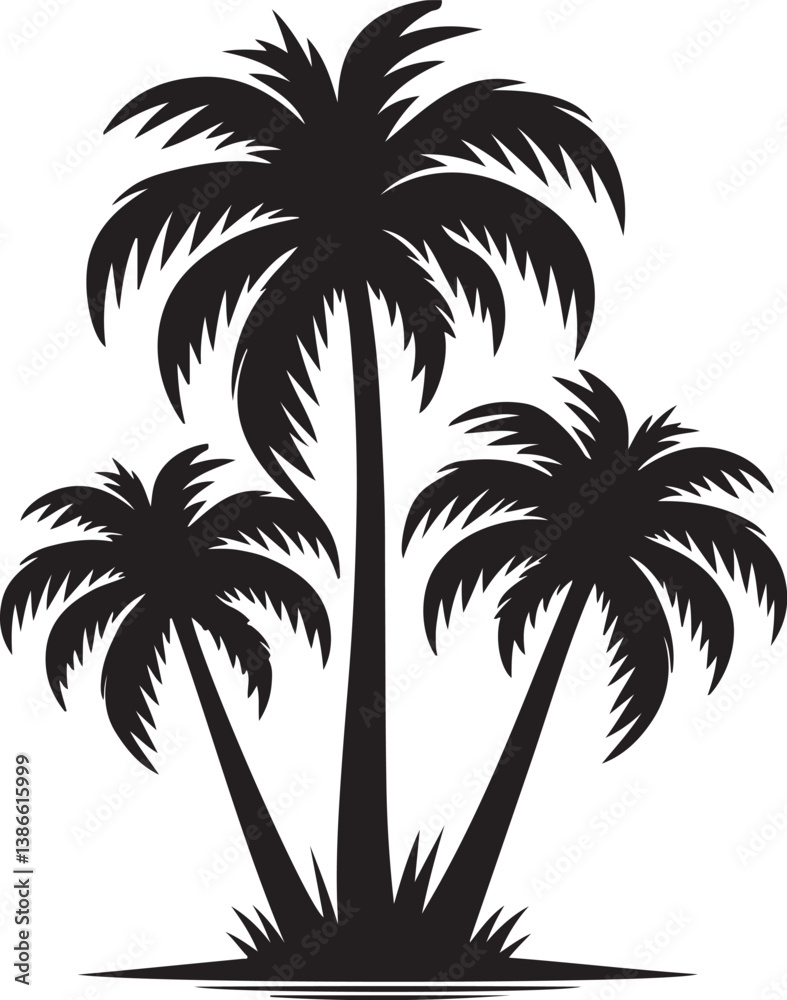Obraz premium Palm tree black silhouette vector