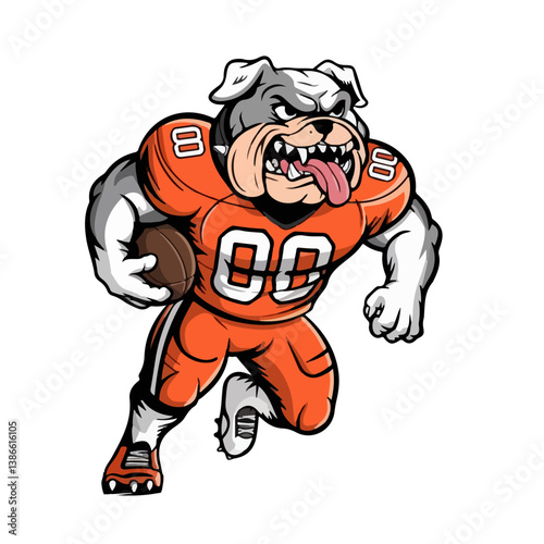 Bulldog Football Player cartoon vector illustration