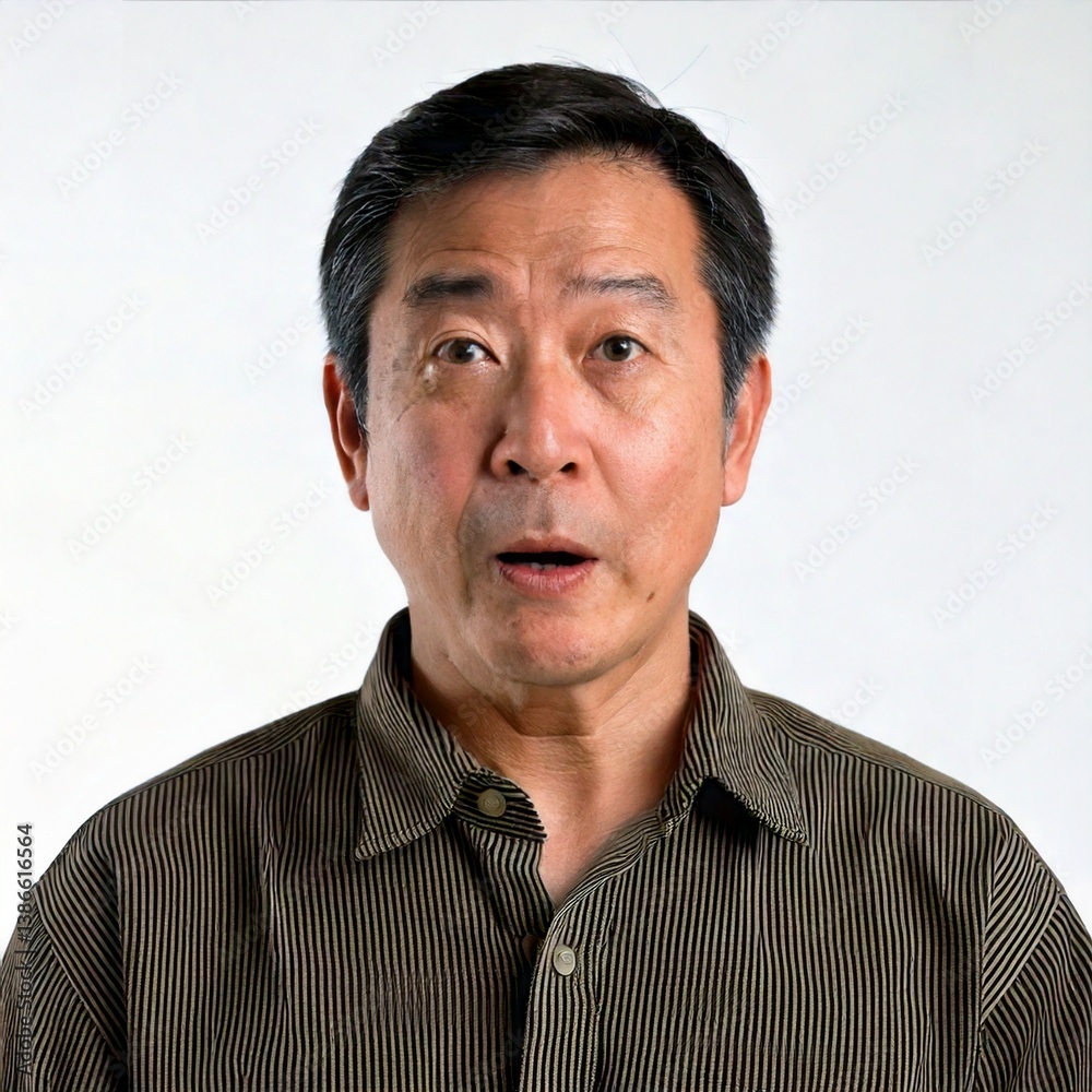 Obraz premium 日本人,男性,50代,驚いている,シンプルな白い背景,Simple white background,Japanese,Male,Fifties,Surprised 