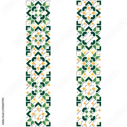 Oriental Geometric Mandala Ornament with Shadow Effect and Abstract Composition