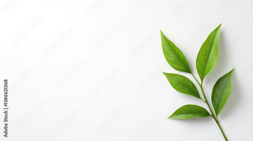 A single green leaf with multiple leaflets on a white background, minimalist composition highlighting natural beauty, and fresh and clean concept. A single green leaf with multiple leaflets on a white background, minimalist composition highlighting natural beauty, and fresh and clean concept.