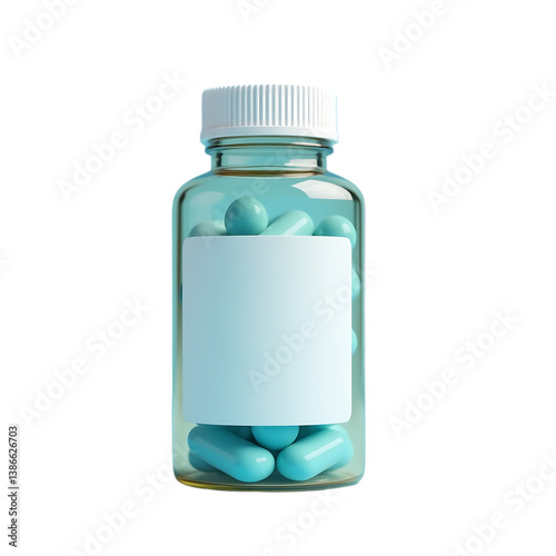 Blue Pill Container with Clear Walls Showing Medication for Pharmacy Automation Systems
