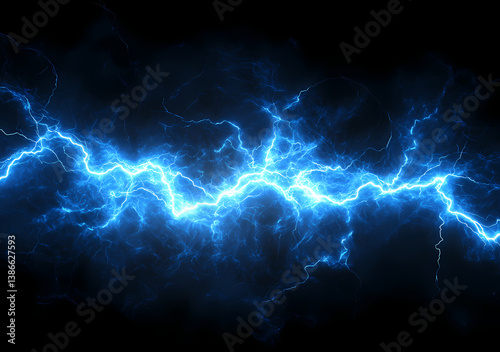 Electric Blue Display: A striking image capturing the power and energy of a vibrant, electric blue lightning strike, against a dramatic dark backdrop.