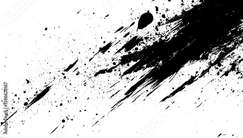 Dynamic Black Paint Splatter and Brush Stroke Abstract Texture