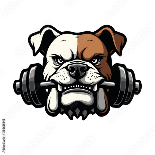 Bulldog Gym mascot design vector illustration logo