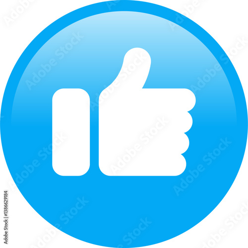 glossy thumbs up icon vector. like, favorite, follow