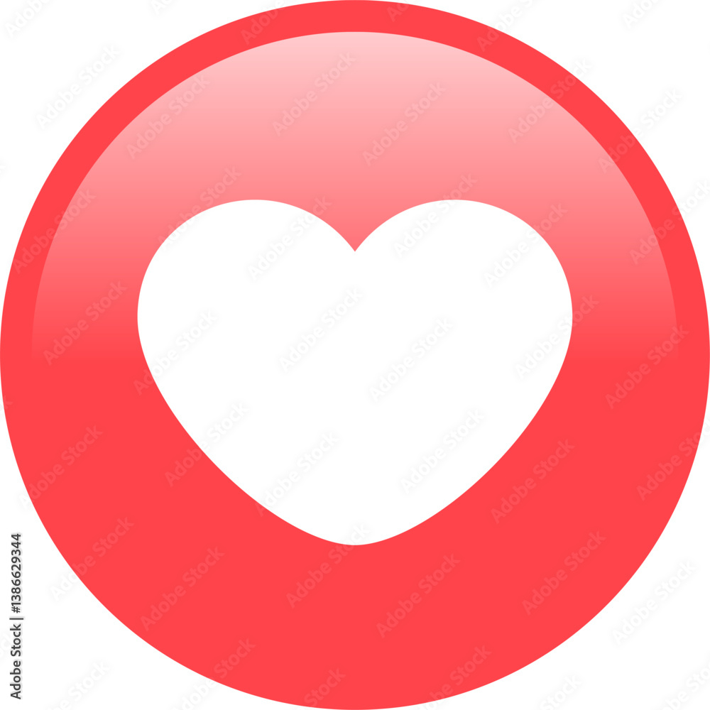 glossy heart icon vector. like, favorite, follow glossy heart icon vector. like, favorite, follow