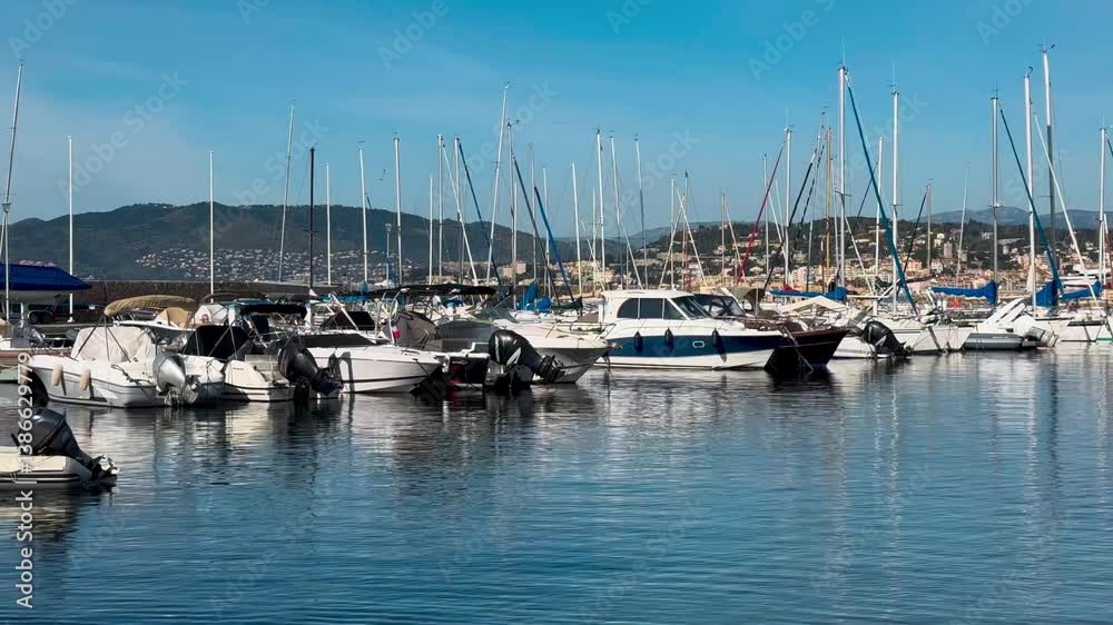 Marina full of luxury yachts, Cannes, Provence-Alpes-Cote d'Azur, France February 27, 2025. High quality 4k footage Marina full of luxury yachts, Cannes, Provence-Alpes-Cote d'Azur, France February 27, 2025. High quality 4k footage