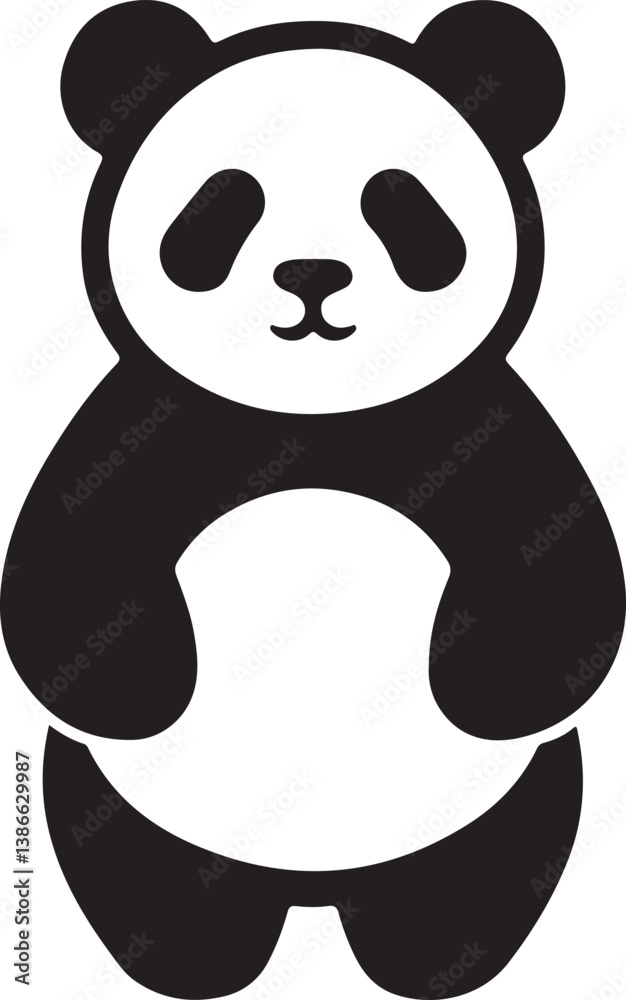 Fototapeta premium Panda black silhouette vector