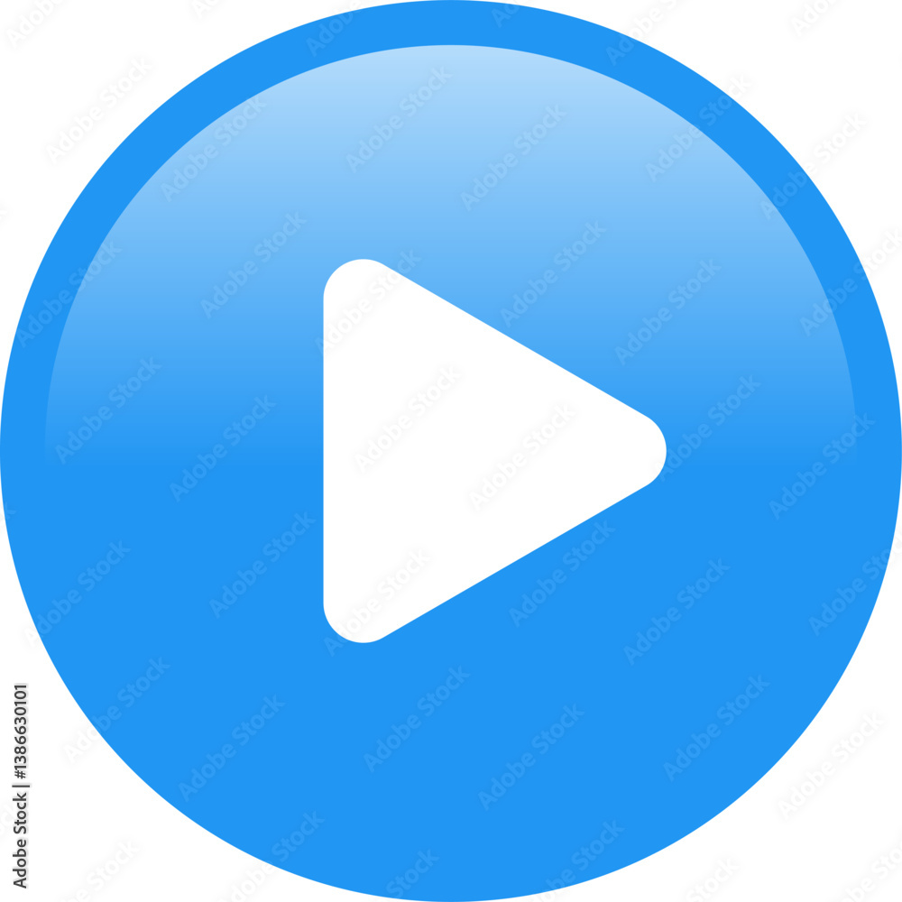 glossy play button icon vector. video, symbol, sign