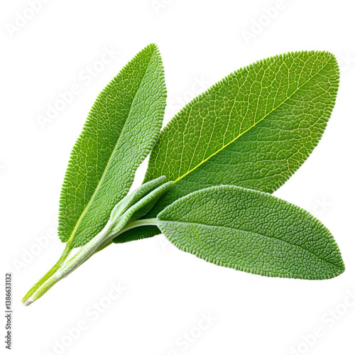 Fresh Sage Leaves on Transparent Background