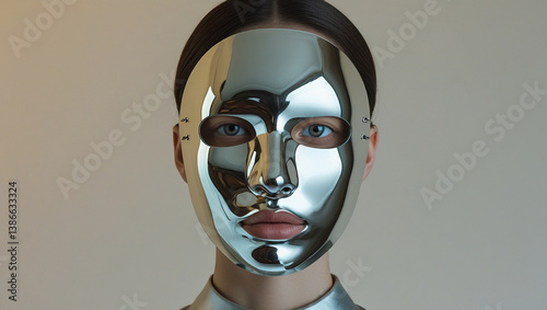 Human Figure with Mirror Mask, Reflecting Others' Expectations – Representing Emotional Detachment and Self-Hiding