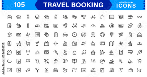 Streamline Travel Booking with Icon Designs for Reservations, Flights, and Travel Plans. Perfect for Websites, Apps, and User Interfaces in the Travel Industry.