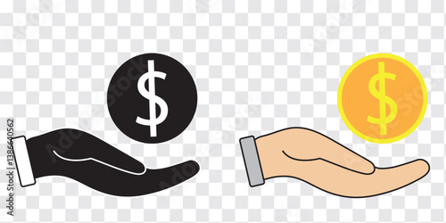 Dollar in hand icon. Save money icon. salary money, invest finance, hand holding dollar, Vector illustration.