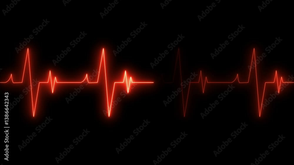 Neon Heartbeat Line Animation on Black Background Neon Heartbeat Line Animation on Black Background
