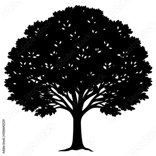 ash tree silhouette vector isolated on white background