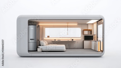 Modern Gray Minimalist Tiny House Interior Design Compact Living Space