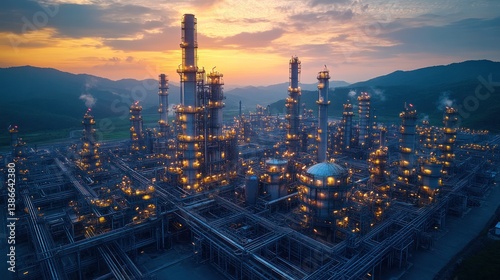 Wallpaper Mural Illuminated Oil Refinery at Sunset Torontodigital.ca