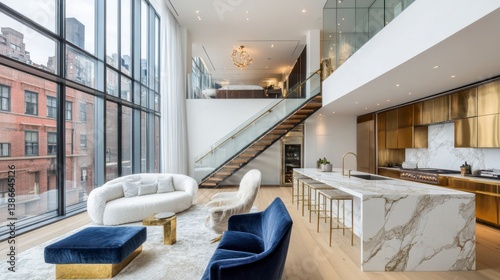 Modern Luxury Apartment Interior with City Views