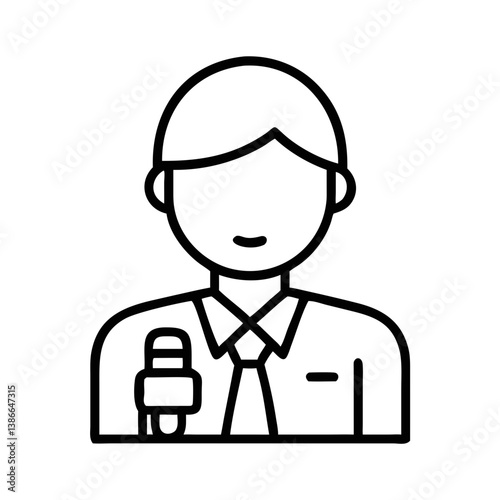 News reporter holding a microphone in a professional setting  