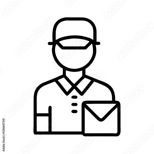 mail carrier delivering a letter in a simple line art style  