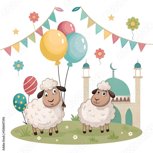 Eid ul Adha celebration with cards sheeps