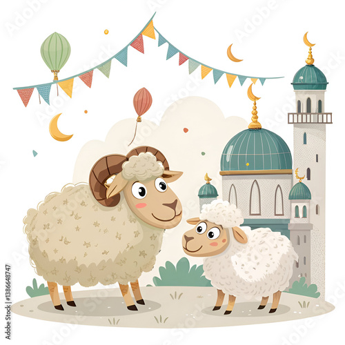 Eid ul Adha celebration with cards sheeps