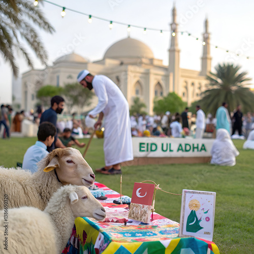 Eid ul Adha celebration with cards sheeps