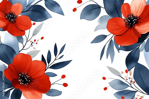 Floral arrangement, decorative border, white background