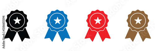 Award line icon vector set. Award badge or winning prize ribbon flat vector icon for apps and websites .Vector Illustration .EPS 10 . 