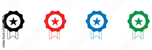 Award line icon vector set. Award badge or winning prize ribbon flat vector icon for apps and websites .Vector Illustration .EPS 10 . 