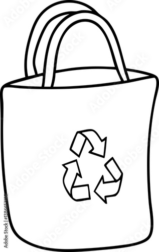 Reusable bag with recycling symbol, promoting eco-friendly practices.