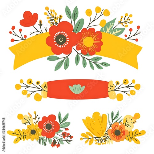Obraz na płótnie Floral Banner Graphic Design w salonie