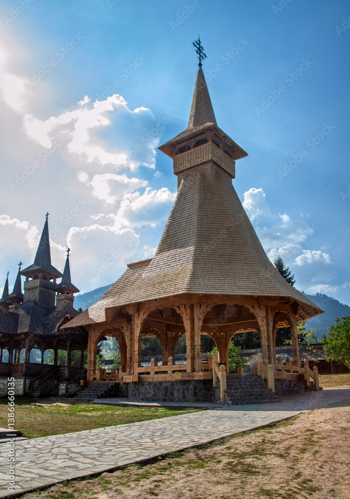 wooden monastery in Moisei, Maramures Romania called wooden monastery in Moisei, Maramures Romania called