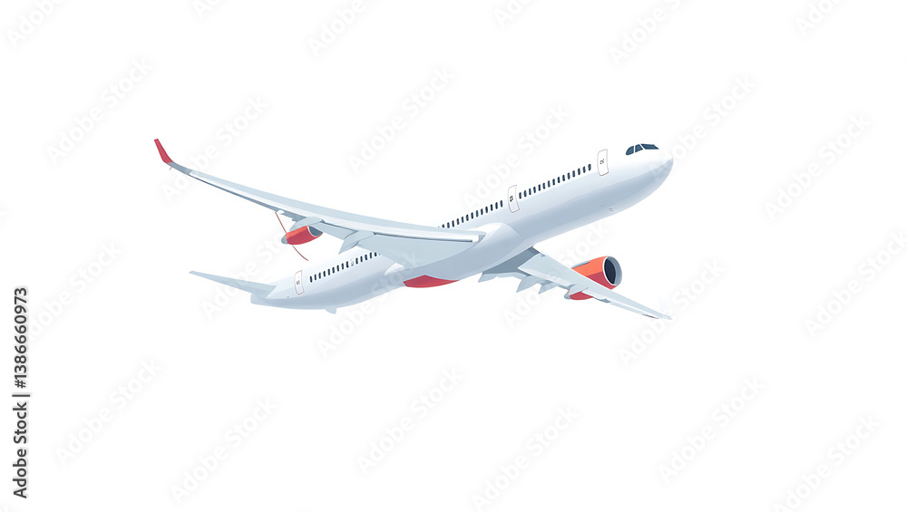 Obraz premium Modern Airplane in Flight: High-Altitude Air Travel and Aviation Design