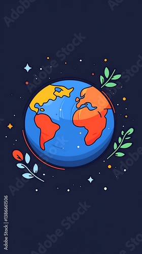 Earth illustration, space, nature, dark