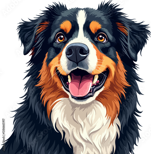  Australian Shepherd dog illustration