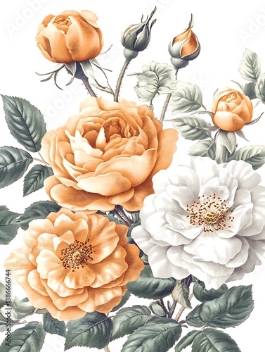 Floral Bouquet, Detailed Roses, Elegant Design
