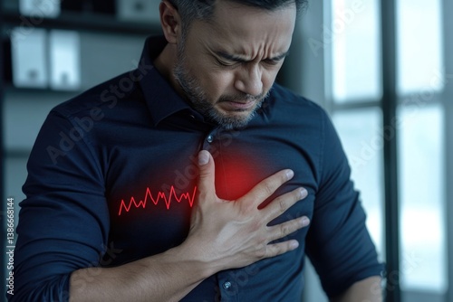 Medical concern: heart ache symbolizes illness, pain, cardiology issues, highlighting chest discomfort, healthcare, and medicine, addressing pressure, disease, importance of awareness in heart health.