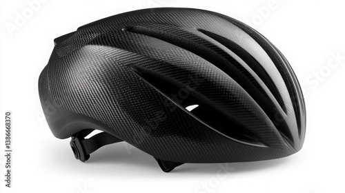 Sleek Black Bicycle Helmet on White Background - A Modern Cycling Accessory for Safety and Style, Ideal for Athletes and Casual Riders Alike, Perfect for Promotional Material and Online Listings.