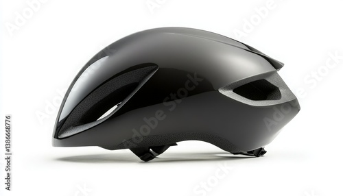 Sleek Black Bicycle Helmet on White Background for Safety Gear Promotion (1)